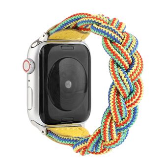 Bracelete de Nylon HSMY Extensível Trançado para Apple Watch Series 6/ SE/ 5/ 4 | 44 mm - Azul&Verde&Amarelo - 1