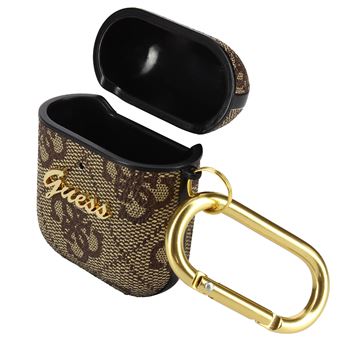 Capa Guess para Airpods | Rígido | Design com Logótipo Gravado em Relevo - Castanho - 1