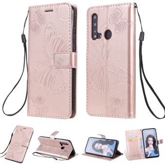 Capa Magunivers PU Borboleta Dourado Rosa para Huawei P20 Lite 2019/Nova 5I