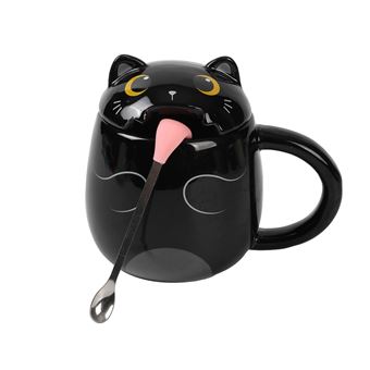 Caneca de Cerâmica com Colher I-Total Gato Preto - 1
