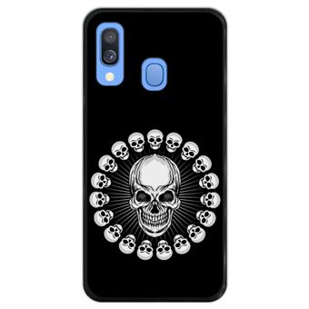 Capa Hapdey para Samsung Galaxy A40 2019 Design Escudo Gótico de Caveiras em Silicone Flexível e TPU Preto