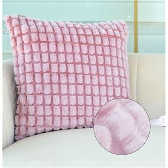 Capa de Almofada BOD HOME | Lã de Coelho | Design xadrez | Rosa | 45x45cm - 1