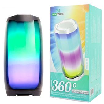 Coluna Bluetooth Wireless Portátil sem Fio NewScience NSE-008 | LUZ LED - Preto - 1