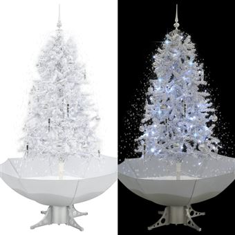 Árvore de Natal vidaXL com neve base formato guarda-chuva 170 cm branco - 1