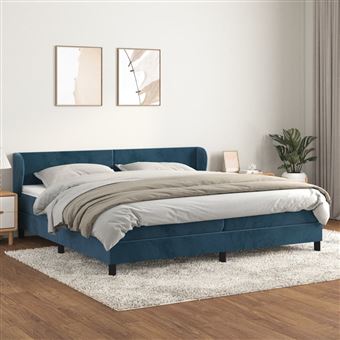 Cama com molas e colchão vidaXL | 200x200 cm | veludo azul-escuro - 1