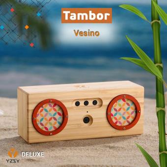 Coluna Deluxe YZSY Bluetooth Tambor Natural Bamboo Vesino