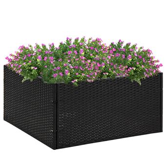 Vaso/floreira de jardim vidaXL | 80x80x40 cm | vime PE preto - 1