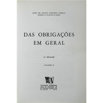Das obrigações em geral. [vol. ii, 1973] - 1