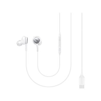 Auriculares com fio tipo C Samsung | Controlo remoto e microfone integrados | Branco - 1