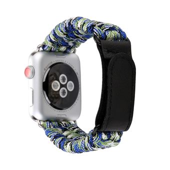 Bracelete HSMY Trançada com Velcro para Apple Watch Series 6/ SE/ 5/ 4 | 44 mm - Azul&Verde - 1