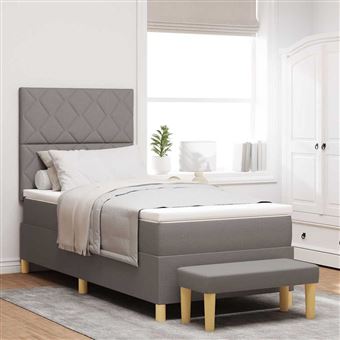 Cama Box com Colchão vidaXL | Cinzento-acastanhado | 100 x 200 cm | tecido - 1