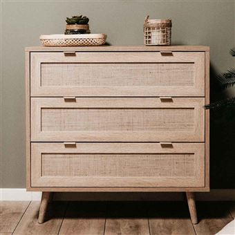 Cómoda Finori Bali 03A | Carvalho sonoma e efeito de cana - 1