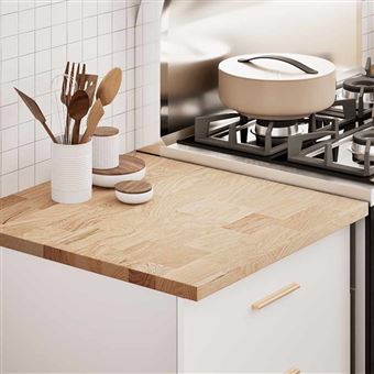 Bancada de cozinha retangular vidaXL | 60x63,5x2,7 cm | carvalho maciça - 1