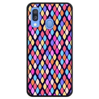 Capa Hapdey para Samsung Galaxy A40 2019 Design Losangos Coloridos em Silicone Flexível e TPU Preto