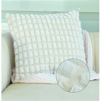 Capa de Almofada BOD HOME | Lã de Coelho | Design xadrez | Branco | 45x45cm - 1