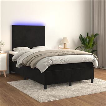 Cama box spring com colchão e LED vidaXL | 120x200 cm | veludo preto - 1