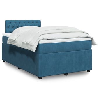 Cama boxspring com colchão vidaXL | 120x200 cm | veludo azul - 1