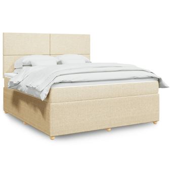 Cama com molas/colchão vidaXL | 180x200 cm | tecido cor creme - 1