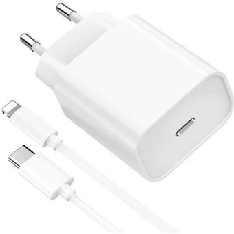 Carregador USB C USBC de 2 metros - Nanlin 20w adaptador de alimentação USB de parede tipo C rápido + tipo C para cabo lightning - para iPhone APPLE - 1