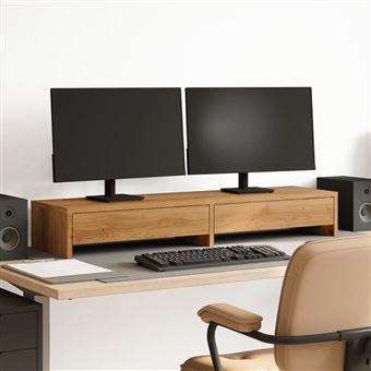 Suporte para monitor com gavetas vidaXL | derivados madeira carvalho artisiano - 1