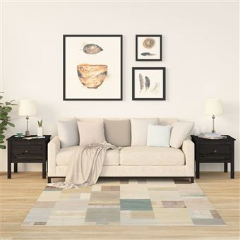 Mesas de Apoio vidaXL | 2 Peças | 50x50x49 cm | Madeira de Pinho Maciça Preto - 1