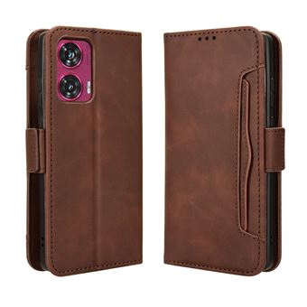 Capa FOXDOCK Protetora para Motorola Edge 50 Fusion 5G | Suporte e Flip de couro PU | À Prova de Choque | Castanho - 1