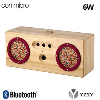 Coluna Deluxe YZSY Bluetooth Tambor Natural Bamboo Spring