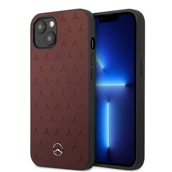 Capa Traseira dura de Couro Genuíno Mercedes Benz para iPhone 13 Mini | Vermelho - 1