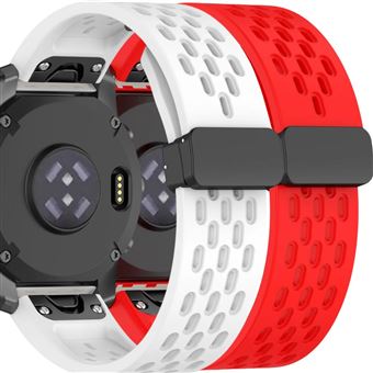 Pack 2x Bracelete Antiimpacto SnapFlow para Garmin Fenix 7 Pro Solar Branco e Vermelho - 1