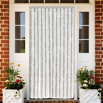 Cortina anti-insetos vidaXL | 100x200cm | chenille cinzento-claro e branco - 1