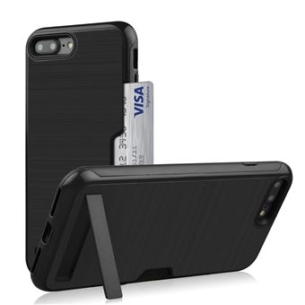 Capa Magunivers TPU suporte para cartão de kickstand preto para Apple iPhone 8 Plus/7 Plus - 1