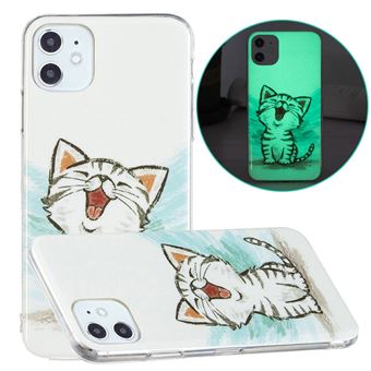 Capa e TPU gato feliz noctilescente IMD para iPhone 11 6.1'' - 1