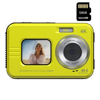 Câmara digital para desporto DUDAO WDC901 | à prova d'água 3.5m | 4K | 48MP | autofocus 16x zoom | 2,8" | 128G | Amarelo - 1
