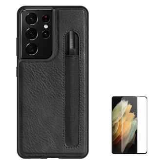 Película Antiimpacto Flexguard + Capa Antiimpacto Nillkin Couro com Suporte S-Pen para Samsung S21 Ultra Preto - 1
