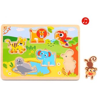 Puzzle em Madeira Tooky Toy Animais com Sons | 7 Peças - 1