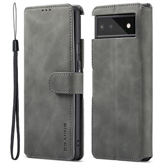 Capa PU + TPU DG.MING estilo retro com apoio, cinza para Google Pixel 6 - 1