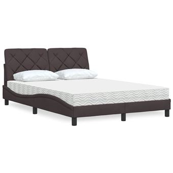 Cama com colchão vidaXL |  140x200 cm | tecido castanho-escuro - 1