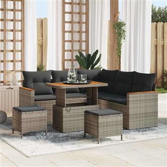 Conjunto de Sofá de Jardim vidaXL | 8 Peças | Cinzento vime PE - 1