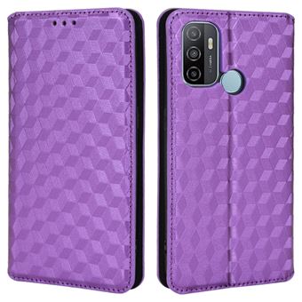 Capa PU padrão de losango, absorção magnética com apoio, roxo Magunivers para Oppo A53 4G (2020)/A32 (2020)/A53s/A33 (2020) - 1