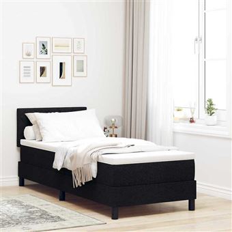Cama Box com Colchão e Cabeceira vidaXL | Preto | 80 x 200 cm | tecido - 1