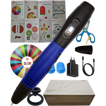 Caneta 3D CAELLUMA ® 2025 com Filamento PLA | Leve | Kit Criativo com 12 Cores e Acessórios | Azul Escuro - 1