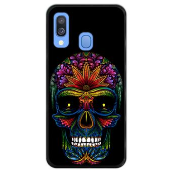 Capa Hapdey para Samsung Galaxy A40 2019 Design Caveira Dia dos Mortos em Silicone Flexível e TPU Preto
