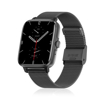 Smartwatch DAM DT102 com pulseira de aço | Tela de alta resolução | Monitor de Frequência Cardíaca | ECG | Multidesportos | Notificações de APPs | 4,4x1,4x3,8 cm - Preto - 1
