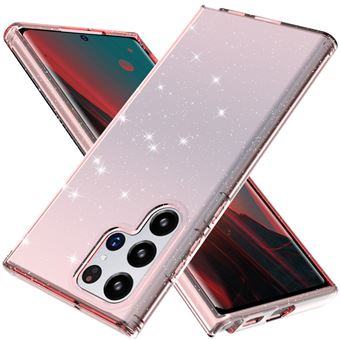 Capa magunivers e TPU padrão de brilho cintilante e à prova de choque rosa transparente para Samsung Galaxy S22 Ultra 5G - 1