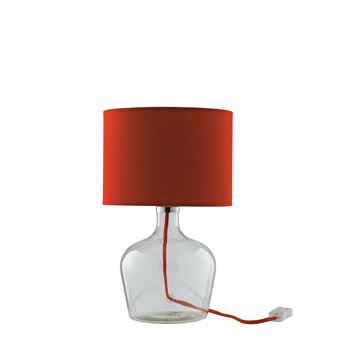 Candeeiro de mesa Luce Ambiente e Design HENDRIX em vidro com abajur em tecido vermelho - 1