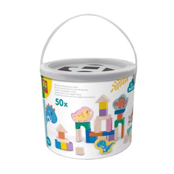 Blocos de Construção de Madeira Ses Tiny Talents | Dinossauros - Balde com 50 Peças - 1