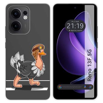 Capa TUMUNDOSMARTPHONE de Silicone Transparente para Oppo Reno 13F 4G / 13 F 5G Desenhos de design de avestruz - 1