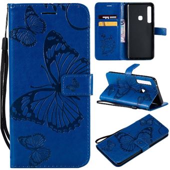 Capa ZURSANA para Samsung Galaxy A9 2018 | Tipo Borboleta em Pele PU | Porta-Cartões Magnético | Azul - 1