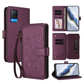 Capa tipo Carteira FOXDOCK para OPPO A54 4G/A16 4G | Porta-cartões | Alça de Mão | Roxo escuro - 1
