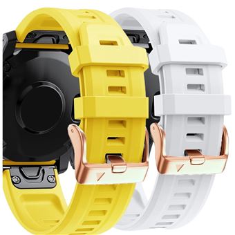 Pack 2 x Braceletes de Silicone com Fecho de Metal Antiimpacto para Garmin D2 Delta S - Amarelo e Branco - 1
